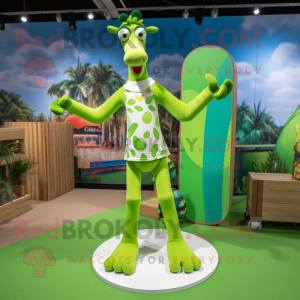 Lime Green Giraffe mascotte...