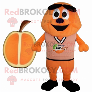 Peach Shepard'S Pie mascot costume character dressed with a Vest and Ties