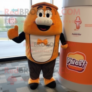 Peach Shepard'S Pie mascot costume character dressed with a Vest and Ties