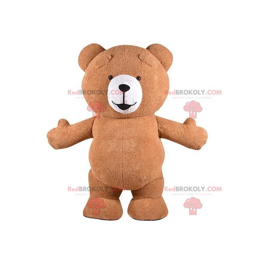 Mascotte grote bruine teddybeer, kostuum van de bruine beer -