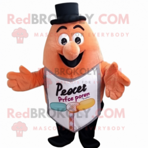 Peach Shepard'S Pie mascot costume character dressed with a Vest and Ties