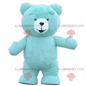 Mascotte de gros nounours bleu, costume d'ours bleu -