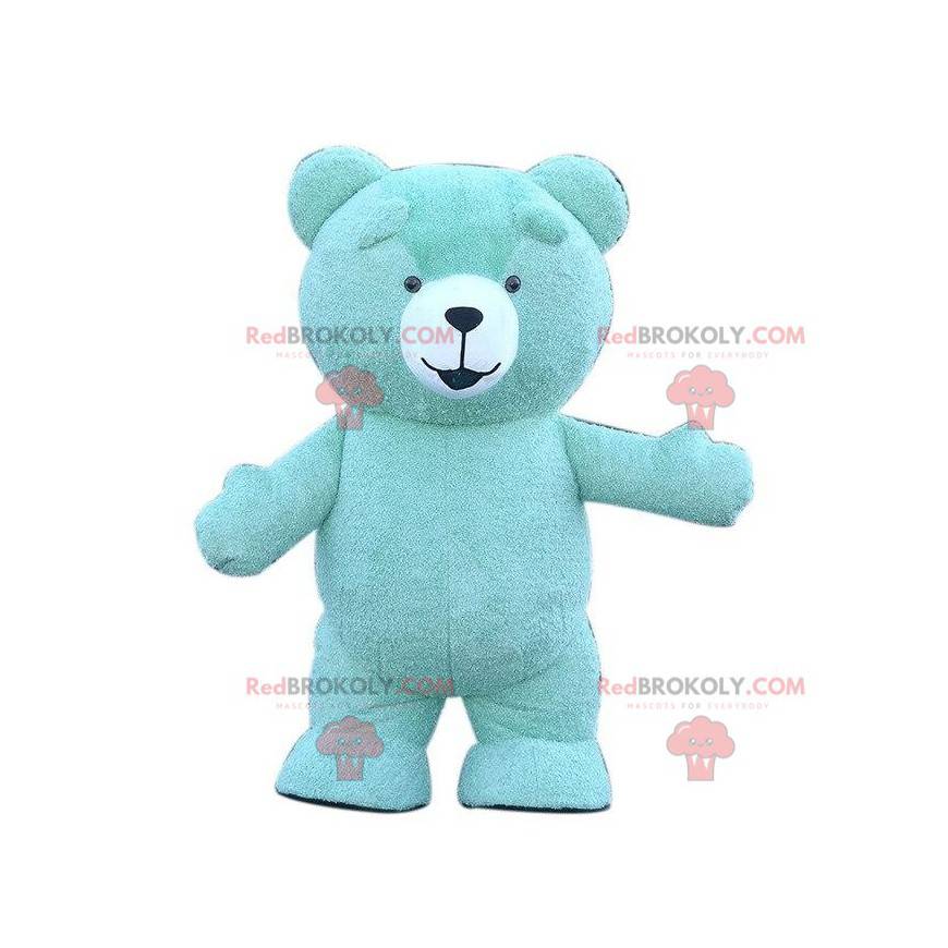 Großes blaues Teddybärmaskottchen, blaues Bärenkostüm -