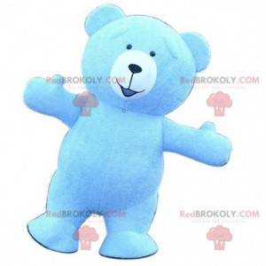 Mascotte de gros nounours bleu, costume d'ours bleu -