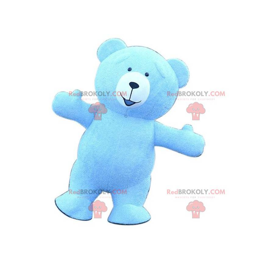 Mascotte de gros nounours bleu, costume d'ours bleu -