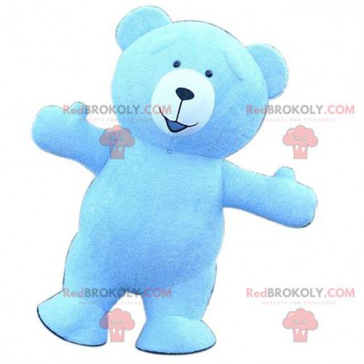 Großes blaues Teddybärmaskottchen, blaues Bärenkostüm -
