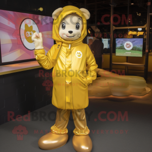 Gold Horseshoe mascot costume character dressed with a Parka and Anklets