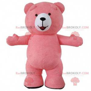 Mascotte de gros ours rose, costume de nounours en peluche rose