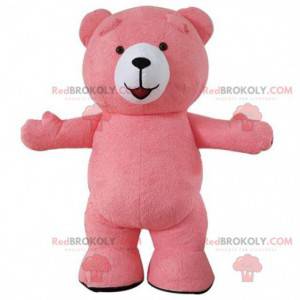 Maskot velký růžový medvěd, kostým růžového medvídka -