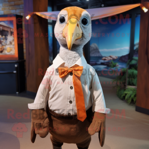 Rust Albatross mascot costume character dressed with a Oxford Shirt and Bow ties