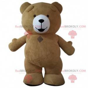 Mascotte de gros ours marron, costume de nounours marron -