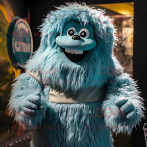 Teal Yeti mascotte kostuum...