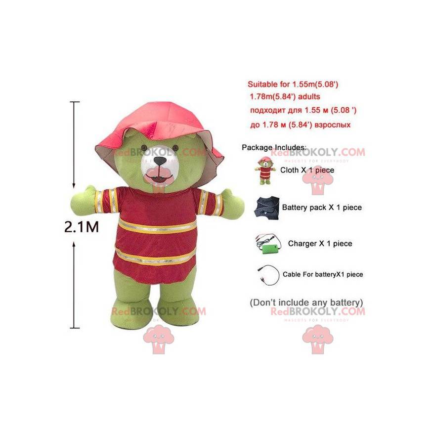Opblaasbare groene teddy mascotte, gigantisch groen kostuum - Opblaasbare groene teddy mascotte, gigantisch groen kostuum -