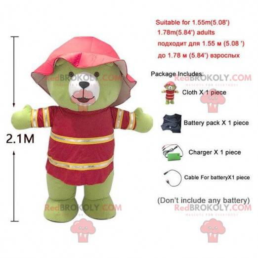 Inflatable green teddy mascot, gigantic green costume -
