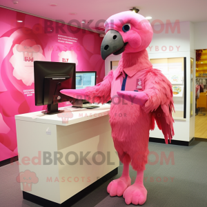 Pink Vulture maskot kostume...