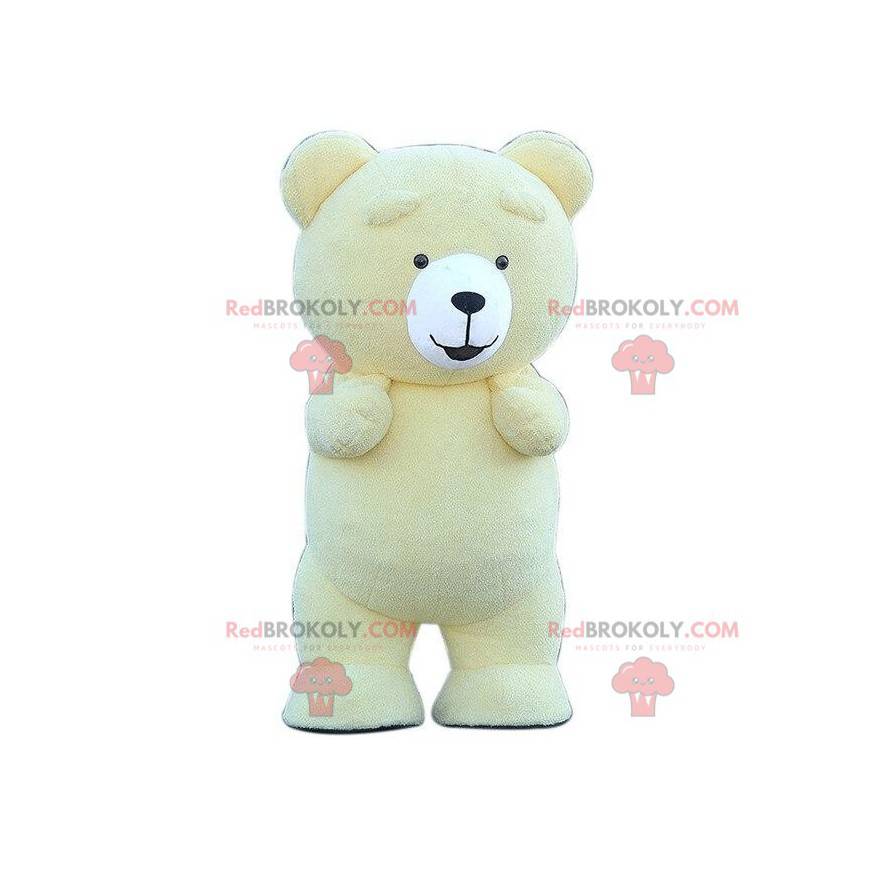 Mascotte de nounours jaune gonflable, costume d'ours jaune -