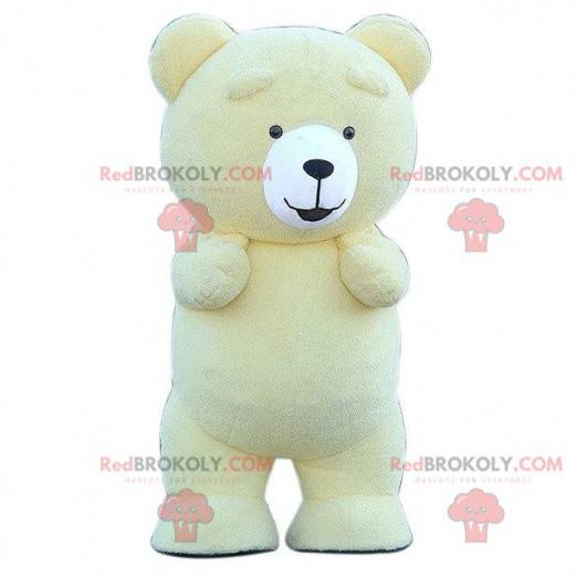 Mascotte de nounours jaune gonflable, costume d'ours jaune -