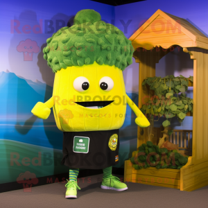 Gul Broccoli maskot kostym...
