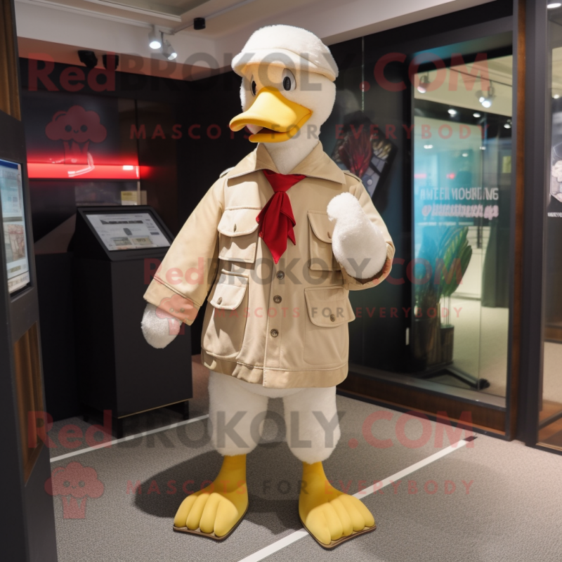 Beige Muscovy Duck mascot costume character dressed with a Trousers and Keychains