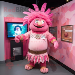 Pink Chief mascot costume character dressed with a Romper and Cummerbunds
