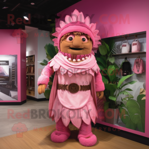 Pink Chief mascot costume character dressed with a Romper and Cummerbunds