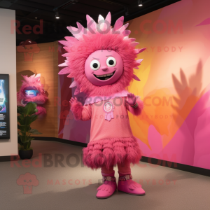 Pink Chief mascot costume character dressed with a Romper and Cummerbunds
