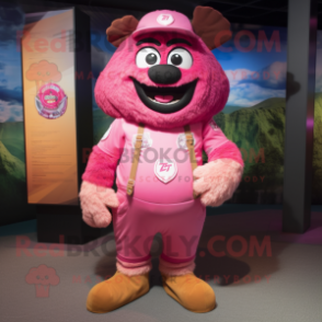 Pink Chief mascot costume character dressed with a Romper and Cummerbunds