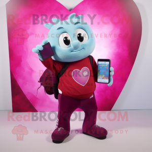 Magenta Heart Maskottchen...
