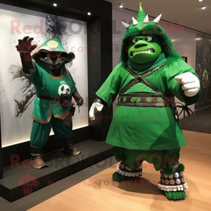 Grön Samurai maskot kostym...