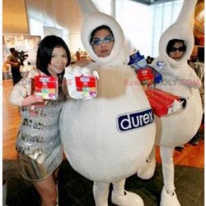 2 mascotas blancas de la marca Durex - Redbrokoly.com