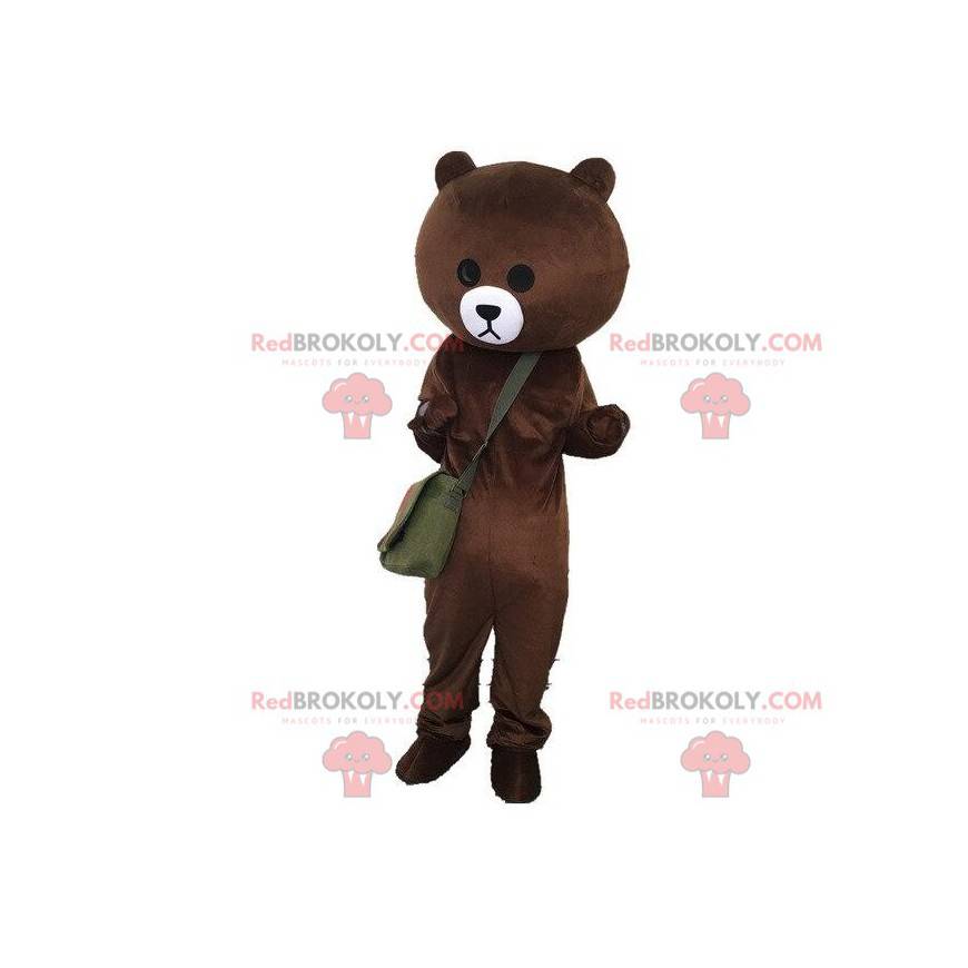 Bear mascotte met een tas, teddybeer kostuum - Redbrokoly.com
