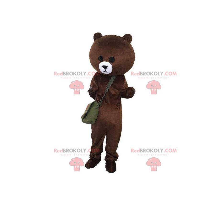 Mascotte d'ours avec un sac, costume de nounours en peluche -