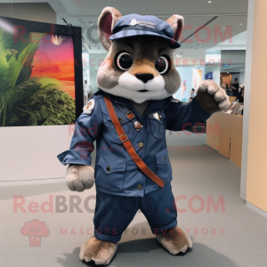 Navy Flying Squirrel mascot costume character dressed with a Bermuda Shorts and Berets