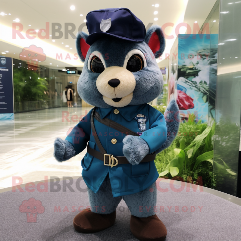 Navy Flying Squirrel mascot costume character dressed with a Bermuda Shorts and Berets Navy Flying Squirrel mascot costume character dressed with a Bermuda Shorts and Berets