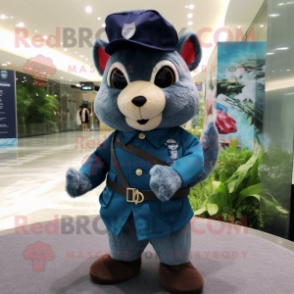 Navy Flying Squirrel mascot costume character dressed with a Bermuda Shorts and Berets