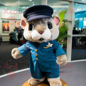 Navy Flying Squirrel mascot costume character dressed with a Bermuda Shorts and Berets