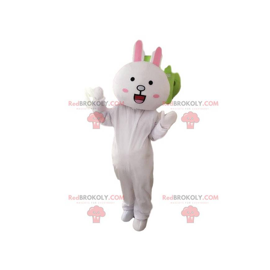 Gigantisk hvit kanin maskot, plysj bunny kostyme -