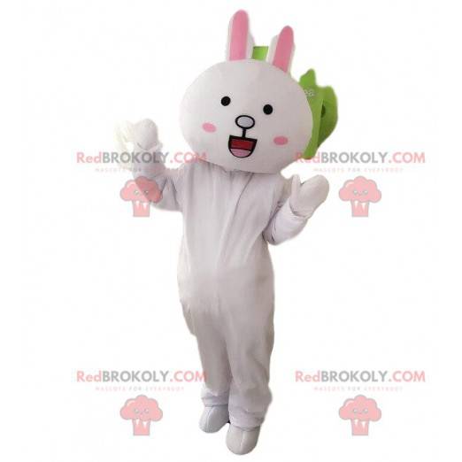 Gigantisk hvit kanin maskot, plysj bunny kostyme -