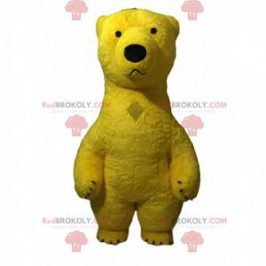 Mascotte de nounours jaune gonflable, costume d'ours jaune -