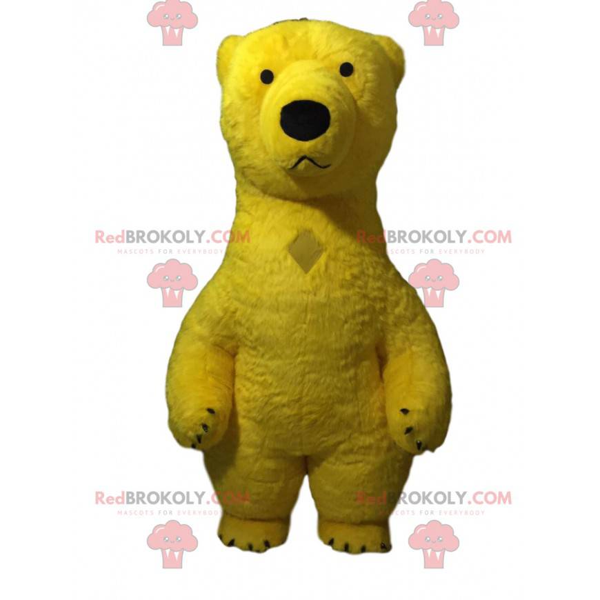 Mascotte de nounours jaune gonflable, costume d'ours jaune - Mascotte de nounours jaune gonflable, costume d'ours jaune -