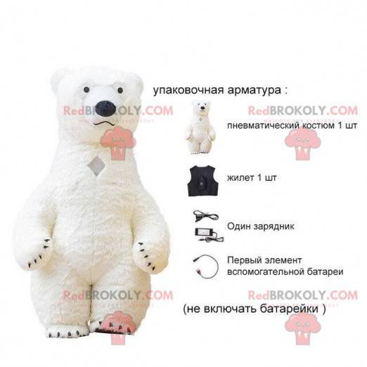 Mascota inflable del oso de peluche blanco, traje del oso polar