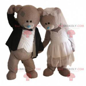 2 mascottes de mariés, couple d'ours, mascotte de mariage -