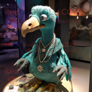 Teal Dodo Bird maskot drakt...
