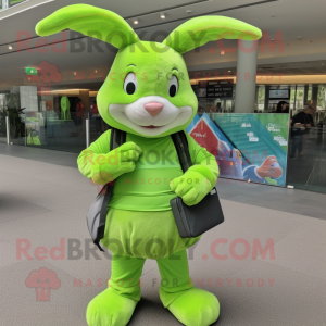 Lime Green Rabbit mascotte...