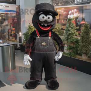 Black Hamburger mascot costume character dressed with a Dungarees and Keychains