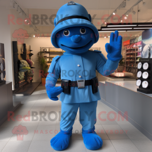 Blue Soldier maskot kostume...