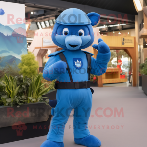 Blue Soldier maskot kostume...