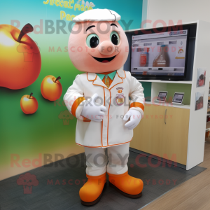 Peach Doctor mascot costume character dressed with a Playsuit and Foot pads