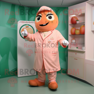 Peach Doctor mascot costume character dressed with a Playsuit and Foot pads