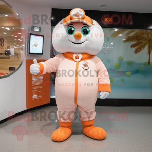 Peach Doctor mascot costume character dressed with a Playsuit and Foot pads